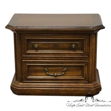 AMERICAN OF MARTINSVILLE Banded Walnut Italian Mediterranean 29″ Two Drawer Nightstand 2384-371 