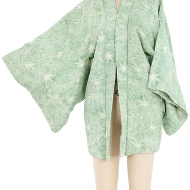 Green Maple Leaf Shibori Kimono