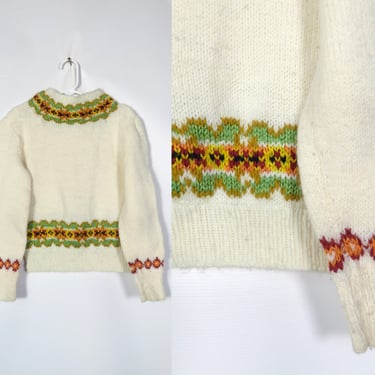 Vintage 70s Kids Fall Tone Fairisle Sweater Size 8/10Y 