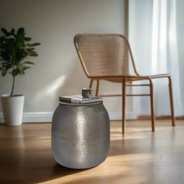 Griffen Industrial Metal Storage Accent Side Table in Antique Silver FFW258-690