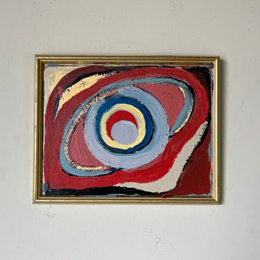 Mid-Century Colorful Expressionist Abstract Painting, Signed 