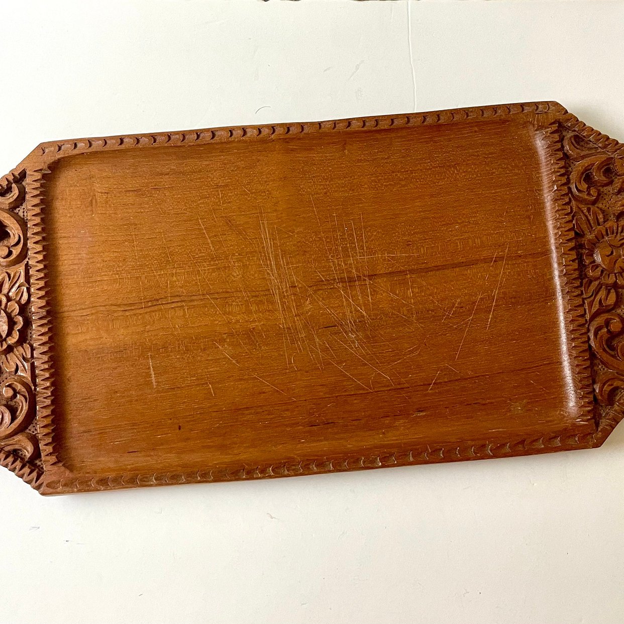 Vintage 70s Mexican Solid Wood Carved Serving Tray | Rocket City Retro ...