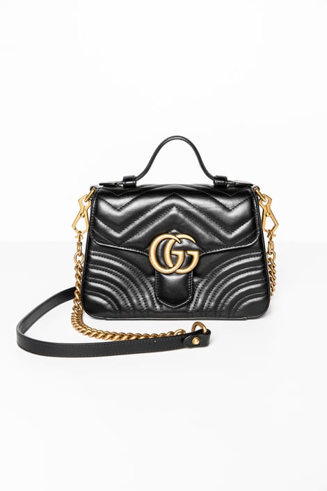 GUCCI Marmont Black Mini Top Handle Bag w/ Gold Hardware