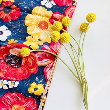 Red, Blue, and Yellow Floral Cloth Napkin Set \/ 4