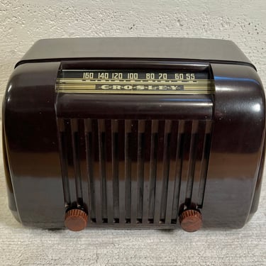 1948 Crosley Brown Bakelite Tube Radio, Elec Restored & Playing Model 57TK 
