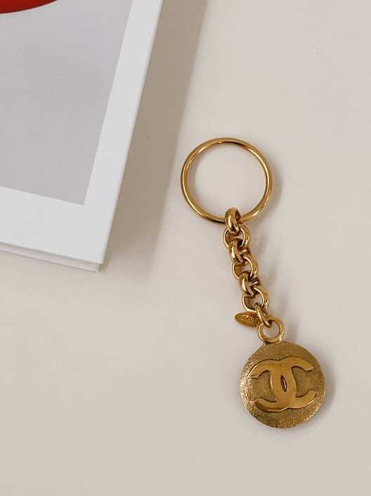 Vintage 90's CHANEL CC Logo Gold Medallion Bag Charm Pendant Vintage 90's CHANEL CC Logo Gold Medallion Bag Charm Pendant