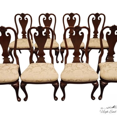 Set of 8 KINCAID FURNITURE Solid Cherry Traditional Queen Anne Style Splat Back Dining Side Chairs 