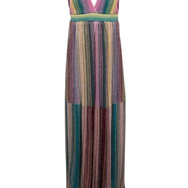 Missoni - Metallic Green, Purple, &amp; Multi Color Ribbed Knit Dress Sz 2