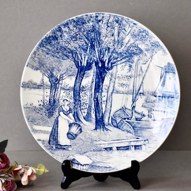 Holland Porcelain Plate Boch Delfts Home Decor Vintage Wall Decor Collectable Plate Antique  Blue Porcelain 