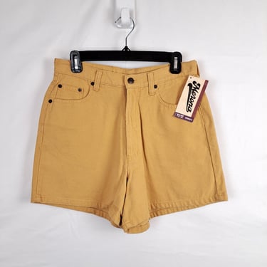 Vintage 90s Mustard Yellow High Rise Denim Shorts, Size 29 Waist 