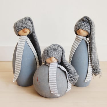 Set of 3 Larssons Tra Wooden Painted Winter Guys Figurines Made in Sweden 