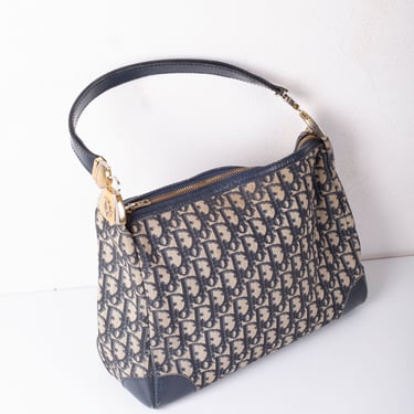 Dior Vintage Trotter Shoulder Bag Navy at 1stDibs