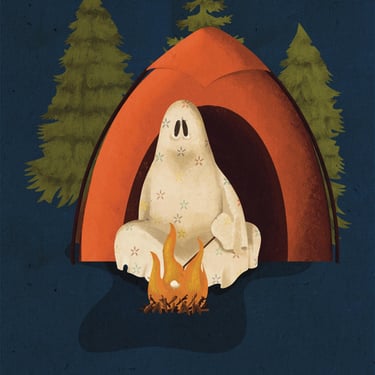 Camping Ghost Art Print 