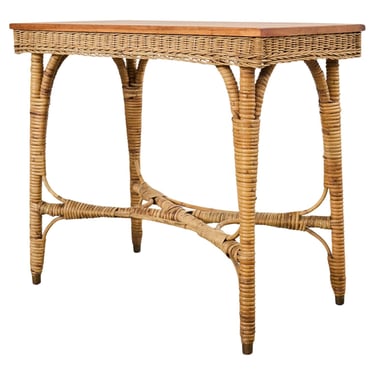 Arts and Crafts Period Rattan Wick Console or Center Table