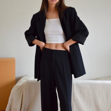 black double breasted pantsuit / womens pantsuit 