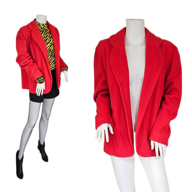 1950's Salmon Pink Short Cashmere Shawl Collar Jacket I Sz Lrg I Volup I Plus Size Vintage 