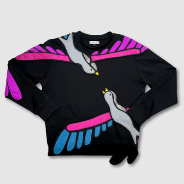 black 'lovebirds' crewneck sweatshirt