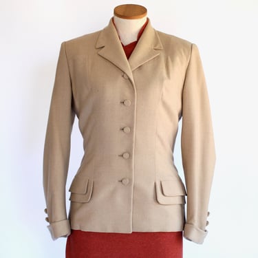 1940s Tailored Wool Suiting Jacket - Vintage Rothmoor Fitted Ladies Suit Blazer - Medium - Large 