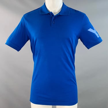Y-3 Size M Blue Cotton Logo Half Placket Polo
