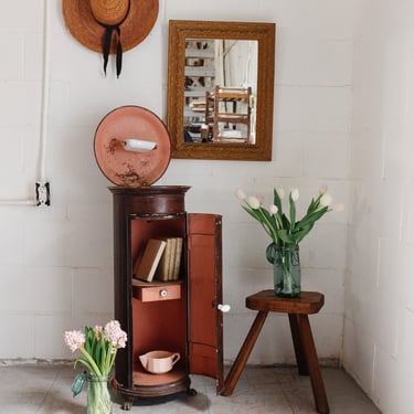 bespoke vintage parisian tole “column cabinet” washstand