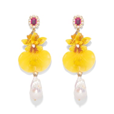 The Pink Reef Imperial Yellow Orchid Earrings