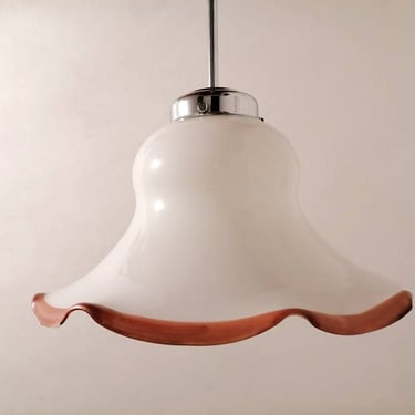 Vintage Ceiling Light/ Pendant Light/ White Glass Hanging Light/ Fazzoletto Style Light/ Vintage Lightning/ Retro/ Yugoslavia/ 70s 