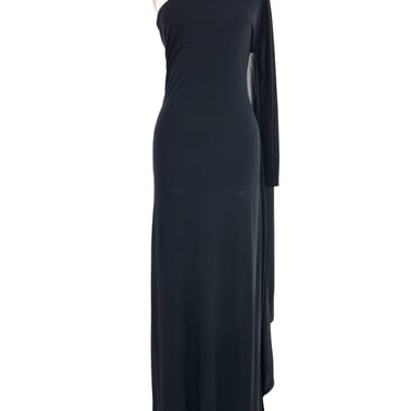 2001 Yeohlee Black Jersey Wrap Shoulder Gown