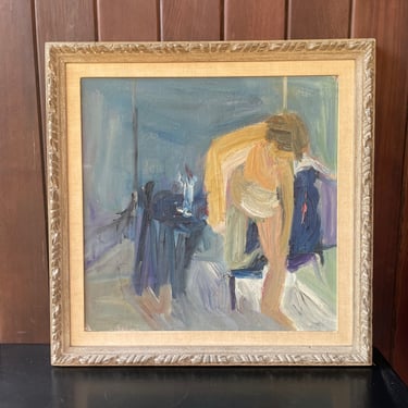 Vintage 1960s Landgarten Oil Painting Abstract Impressionist Mid-Century 