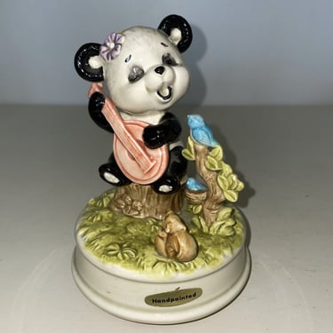 Otagiri Musical Panda Figurine Music Box What A Beautiful Morning OMC Japan 