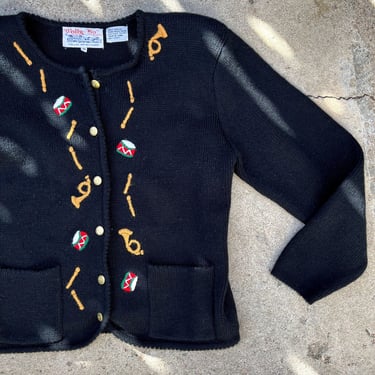 90s Vintage Tally Ho Christmas Holiday Drummer Embroidered Cardigan 