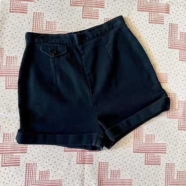 Vintage 1950s Black Cotton Catalina High Cut Pin Up Shorts 