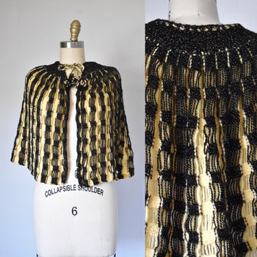 Eileen crochet shawl, pom pom black  and yellow sweater, gold knit sweater, crochet sweater, hippie clothes, granny sweater 