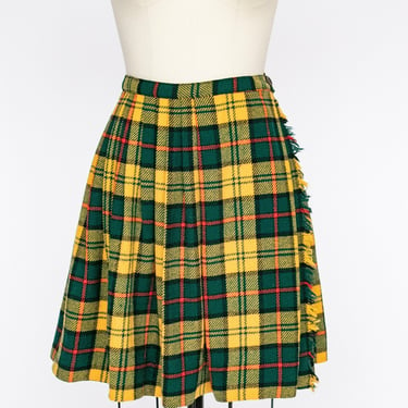1970s Wool Mini Skirt Plaid S 