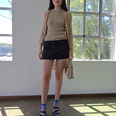 Beige Metallic Crinkly Woven Cardi