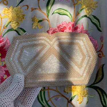 1950s pearl and ivory beaded clutch 