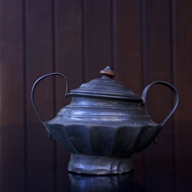 18th Century Pewter Teapot W.Tutin Company England Relic Film Prop Retail Boutique Trashed Antique 