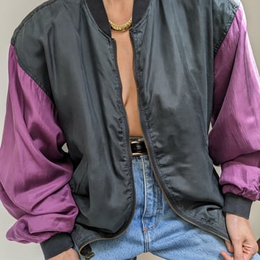 Favorite Vintage Color Block Silk Bomber