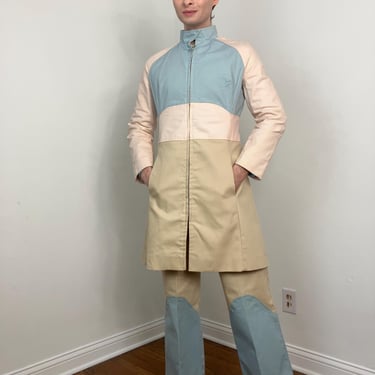 60s / Early 70s Mod colorblock jacket and pants set by Waterbug 