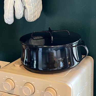 Rare 1970s Black Dansk Pot + Lid Vintage Danish Mid-Century Modern Casserole Scandinavian European Kitchen 