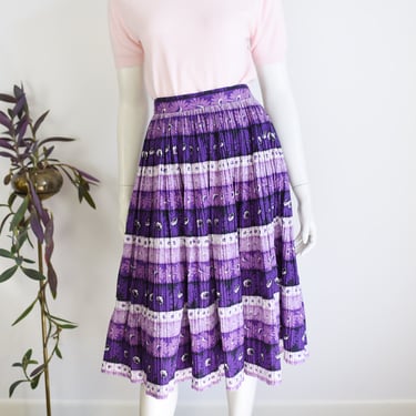 1950s Purple Pleated Skirt - XS/S 