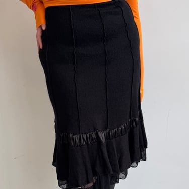 Italian Vintage - Black Sweater Midi Skirt (L/XL)