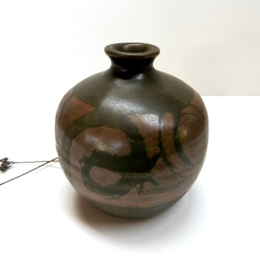 Mid Century Modern Stoneware Designs West Vase, SDW Bulbous Stoneware Weed Pot 
