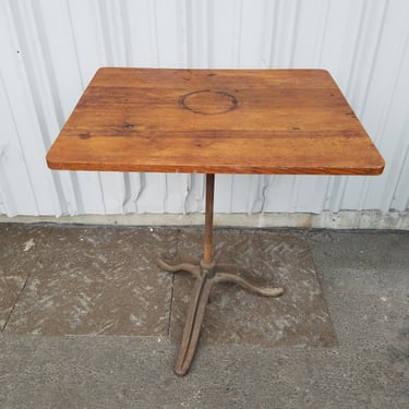 Antique Industrial Oak Butcherblock Adjustable Table 30 x 33.5 x 24.25