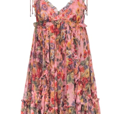 Zimmermann -  Mauve Floral Print Sleeveless Dress Sz 6