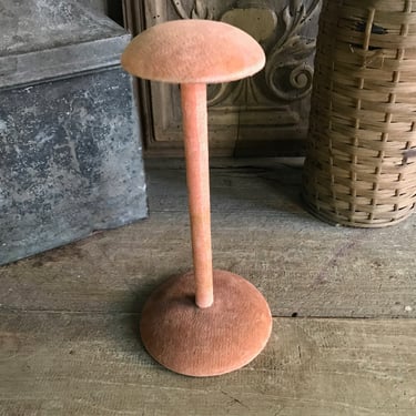 French Velvet Hat Stand, Small, Original Label, Au Louvre, Paris, Millenary, Wig Stand 