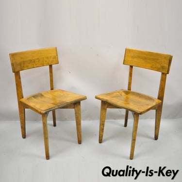 Vintage Gunlocke Mid Century Modern Wooden Side Chairs - a Pair
