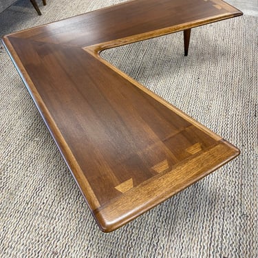 Mid Century Walnut & Hickory Lane ‘Acclaim’ Boomerang Coffee Table Designed by Andre Bus