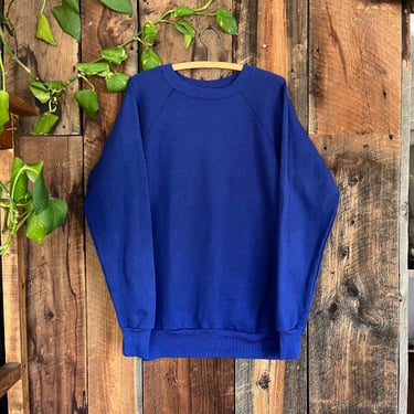 Vintage 80s 90s Raglan Sleeve Pannil Blue Sweatahirt great condition XL 