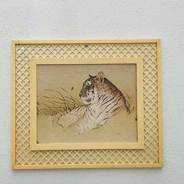 Tiger Art with Plastic Lattice Frame