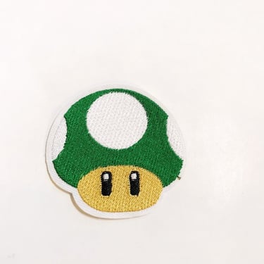Green Mushroom Super Mario Iron-On Patch Embroidered Applique Patches For Jackets Mario Brothers Nintendo Inspired Applique Sew On 1 Up 